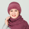 Old Lady Hat Women's Autumn  Winter Scarf Set Thermal Cotton Windproof Knitted Woolen Cap for Middle-Aged Mother Grandma Grandm
