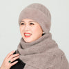 Old Lady Hat Women's Autumn  Winter Scarf Set Thermal Cotton Windproof Knitted Woolen Cap for Middle-Aged Mother Grandma Grandm