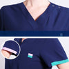 Stretch Scrub Uniform Black Nurse Workwear Scrubs Set Top and Pant Solid Color V Neck Doctor Nursing Uniforms Suit 19SS007