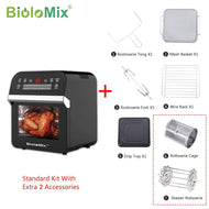 BioloMix 12L 1600W Air Fryer Oven Toaster Rotisserie and Dehydrator With LED Digital Touchscreen, 16-in-1 Countertop Oven