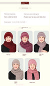 Old Lady Hat Women's Autumn  Winter Scarf Set Thermal Cotton Windproof Knitted Woolen Cap for Middle-Aged Mother Grandma Grandm
