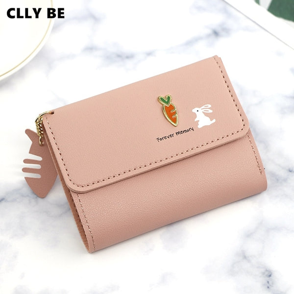 cute wallet coin purse for girls lady's card bag wallet multifunctional rabbit and carrot coin purse