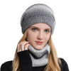 Autumn Winter Knitted Hat Scarf Set Ladies Leisure Style Gradient Color Thickened Windproof Beanie Warm Cap Neckerchief