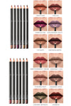 6 12Pcs/Set Waterproof Pencil Lipstick Set Pen Matte Lip Liner Long Lasting Makeup Pens Easy to Wear Non-stick Cup карандаш для
