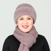Old Lady Hat Women's Autumn  Winter Scarf Set Thermal Cotton Windproof Knitted Woolen Cap for Middle-Aged Mother Grandma Grandm