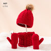 3Pcs New Winter Kids Knitted Hat Scarf Gloves Set Warm Autumn Knit Baby Boys Girls Cute Pompom Outdoor Leisure Child Beanies Cap