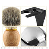 Barber Shaving Brush Pure Badger Hair Wood Handle +Black Acrylic Stand+bowl+Soap Set