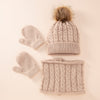 3Pcs New Winter Kids Knitted Hat Scarf Gloves Set Warm Autumn Knit Baby Boys Girls Cute Pompom Outdoor Leisure Child Beanies Cap