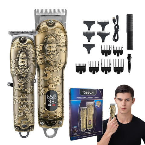2021 New Professional Hair Clipper Set Barber Hair Cutting Machine Electric Hair Trimmer For Men 2 clippers Embossed Haircutter