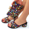 Blue Color Matching Women Shoe and Bags Set Decorated with Rhinestone African Shoe and Bag Set for Party In Women Italy Shoes