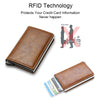DIENQI Anti Rfid Protection Men Women Credit Card Holder Money Leather Slim Mini Wallet Metal Aluminum Business id Card Case Bag
