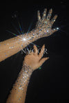 Luxurious Stretch Rhinestones Gloves Women Sparkly Crystal Mesh Long Gloves Dancer Singer Nightclub Dance Stage Show Accessories