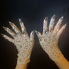 Luxurious Stretch Rhinestones Gloves Women Sparkly Crystal Mesh Long Gloves Dancer Singer Nightclub Dance Stage Show Accessories