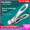 MR.GREEN Nail Clippers Stainless Steel Wide Jaw Opening Manicure Fingernail Cutter Thick Hard Ingrown Toenail Scissors tools